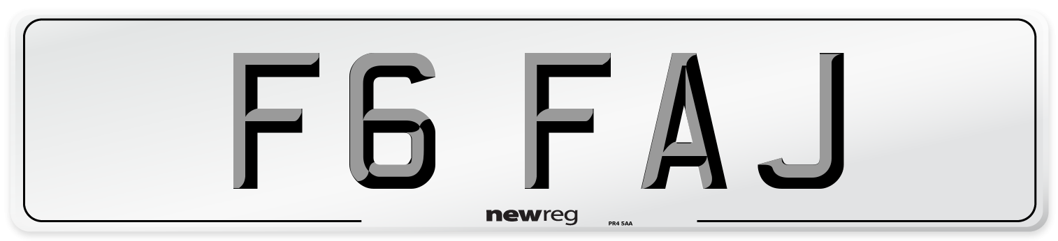 F6 FAJ Number Plate from New Reg